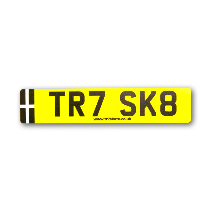 TR7 SK8 Reflective Number Plate Sticker