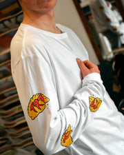 TR7 SK8 x Iva Jones Pasty L/S T-shirt - Organic - White - TR7 SKATEBOARDING | LOCAL SKATE SHOP & INDOOR SKATEPARK IN NEWQUAY