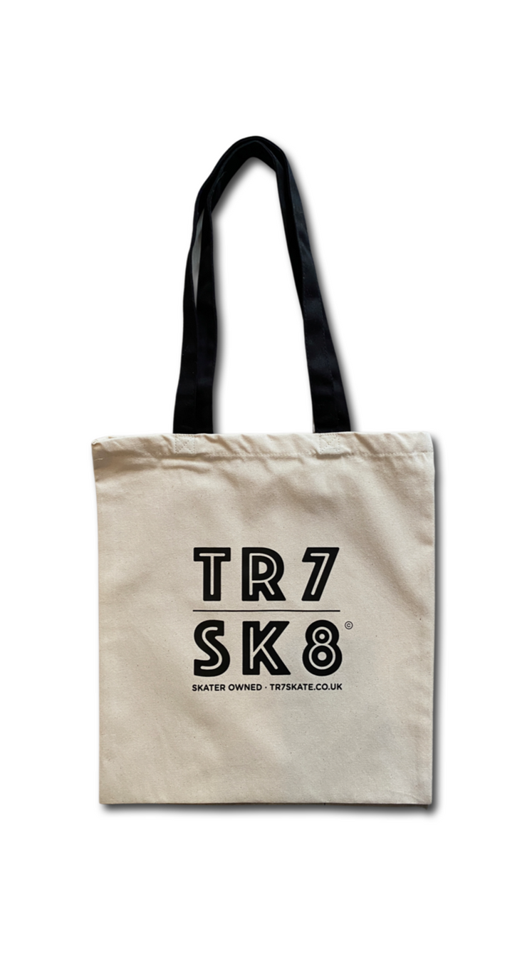 TR7 SK8 Organic Tote Bag - White - TR7 SKATEBOARDING | LOCAL SKATE SHOP & INDOOR SKATEPARK IN NEWQUAY